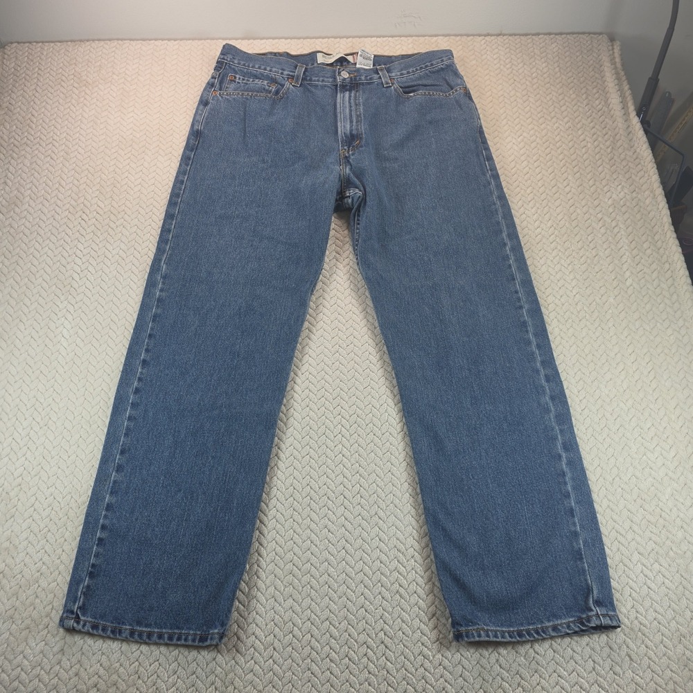 Levis 505 Regular Fit Jeans Mens 38x30 Medium Wash Blue Straight Leg Denim Y2K